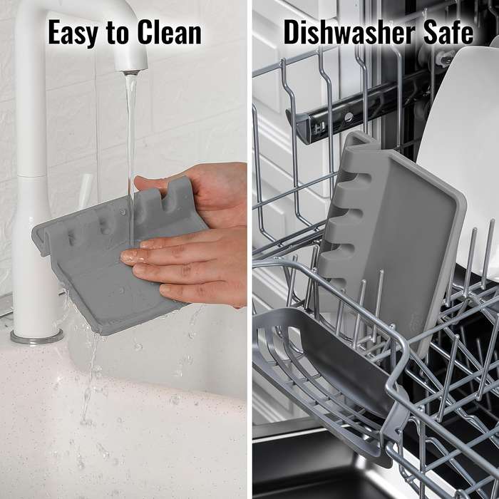 2pcs Kitchen Silicone Utensil Holder Durable Spoon Rest with Drip Mat Heat-Resistant Spoon