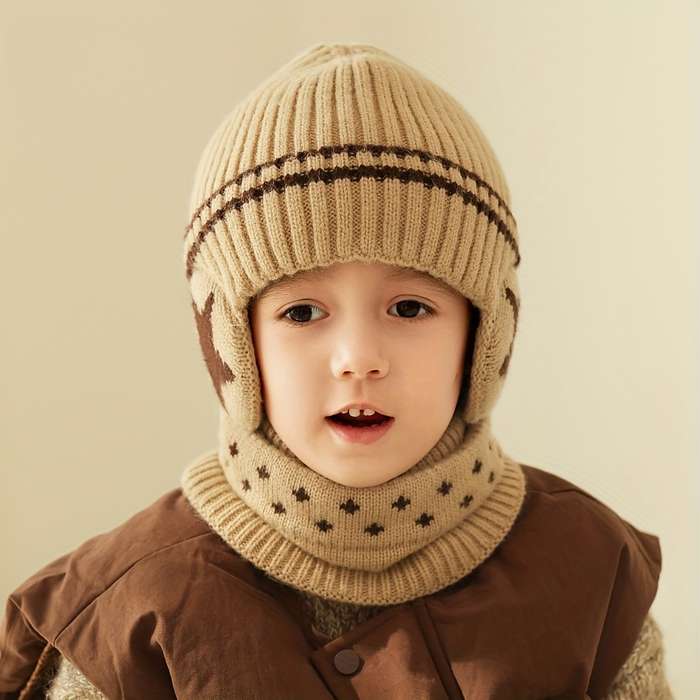 Winter Hat Color Five Star Ear Protection Set Navy Blue
