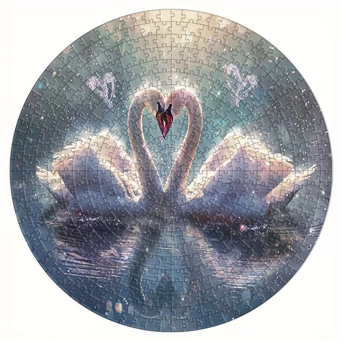 1000pcs Adult Puzzle Featuring a White Swan a Close-Up Circular Puzzle of Planets wi