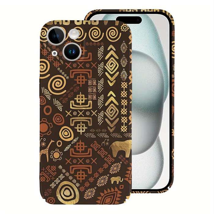 1Pc White For iPhone 15 Ethnic African Pattern Phone Case