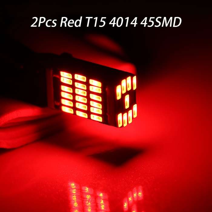 2pcs Red LED Turn Signal Lamp Bulbs T15 W16W 921 912 T16 902 Super Bright 45 SMD 40