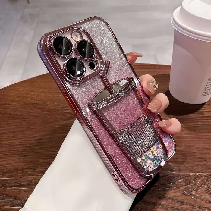 1Pc Purple For iPhone 13 Pro Max Milk Tea Cup Phone Case
