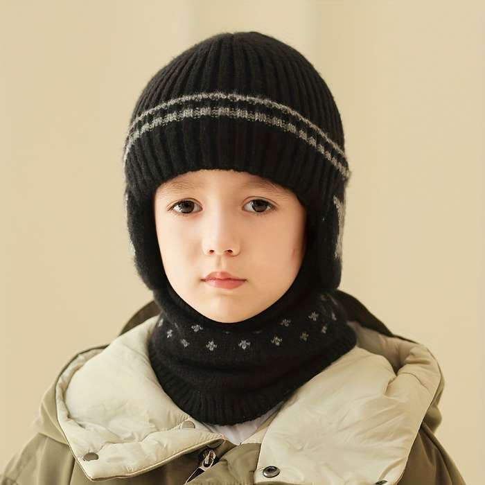 Winter Hat Color Five Star Ear Protection Set Navy Blue