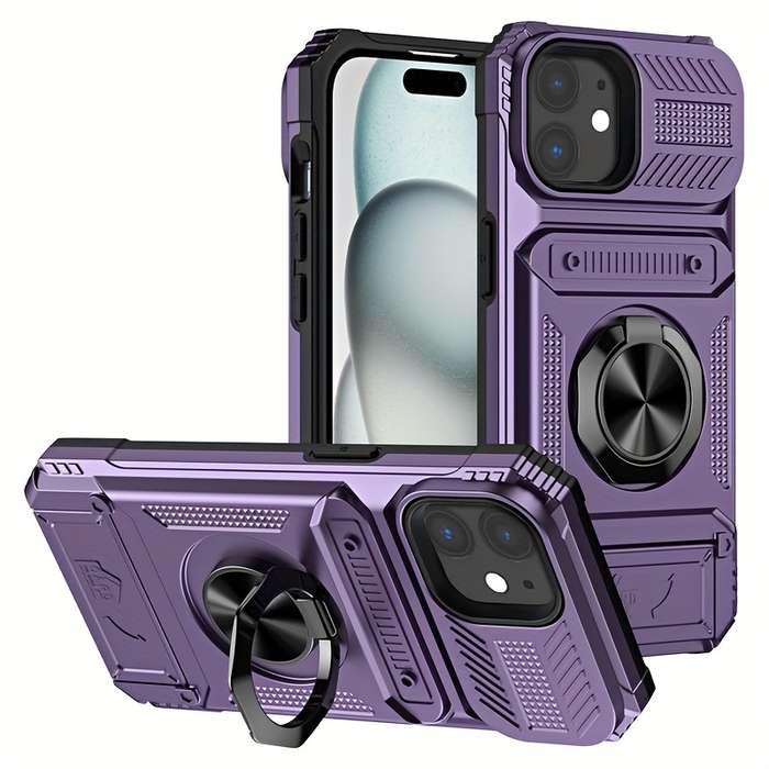 1Pc Purple For iPhone 11 Heavy Duty Shockproof Phone Case