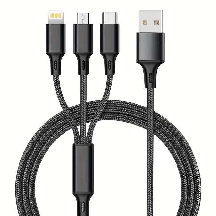 1pc Multi USB Charger Cable 3in 1 Charging Cable Nylon Braided Universal USB Charging Cord with
