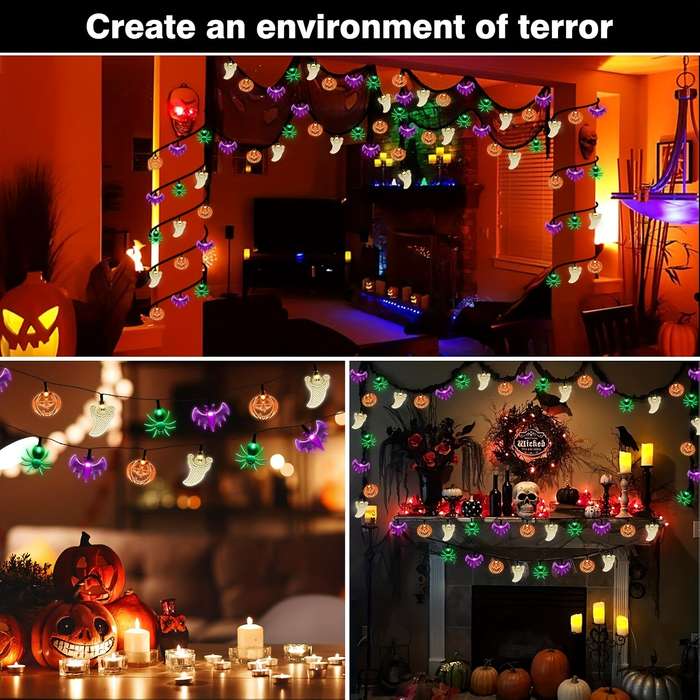 Halloween Decorations Model 40 Light Pumpkin Bat Ghost Spider Light String