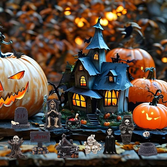 Halloween Decorations Quantity 21Pcs Halloween Miniature Statue Set