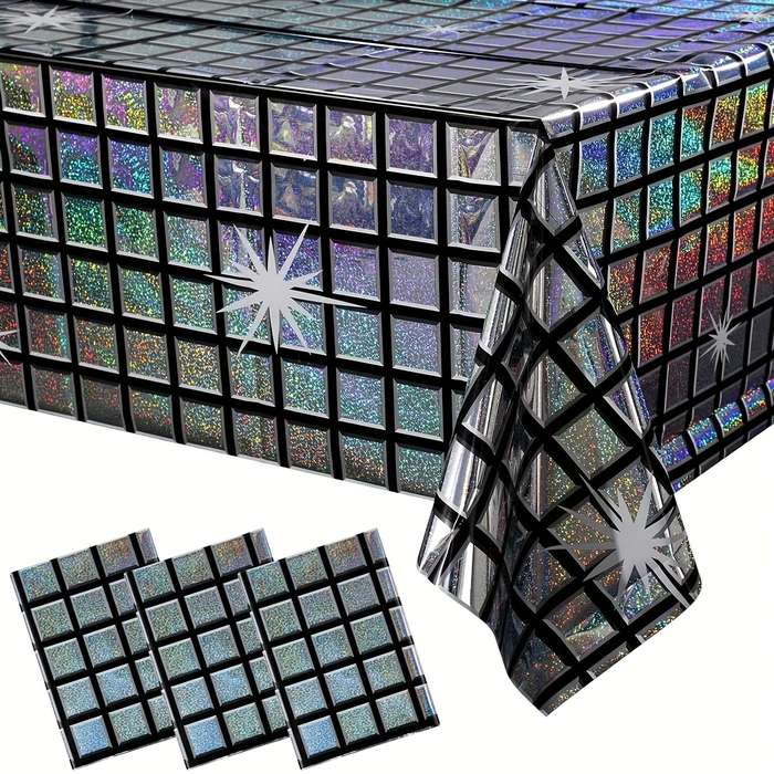 Halloween tablecloth decoration color Disco Background Silvery, 3 Pack size 100x200cm