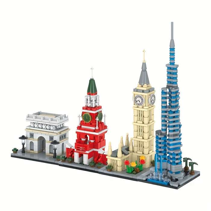 Building Toy Architectural Model Toy Set Style World Famous Building Set 4Pcs