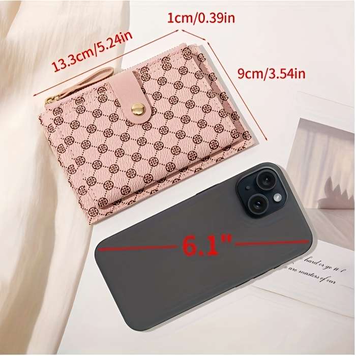 1pc Women's mini credit card wallet fashionable coin purse made of pu material can be carried wi