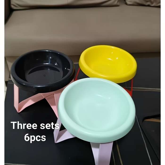 Pet Supplies Color 6Pcs Random Styles 3 Holders  Add   3 Cat Bowls