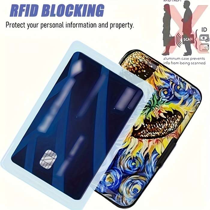 1pc Aluminum Alloy Card Holder Wallet Simple Style Color Block Design Unlined Non-Braided Blac