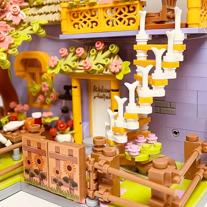 Building Toy Architectural Model Toy Set Color Flower Cottage