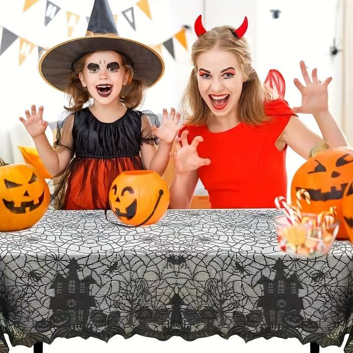Halloween tablecloth decoration color Black size 120x160cm 47x63in