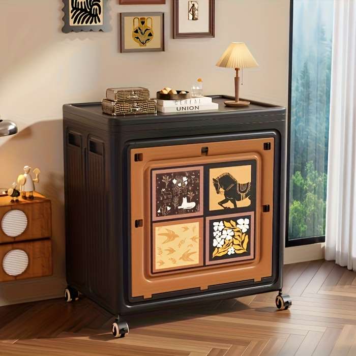 Storage And Organizationstorage Dark Brown Double Door Foldable With Pulleys Width 47Cm 18.5In