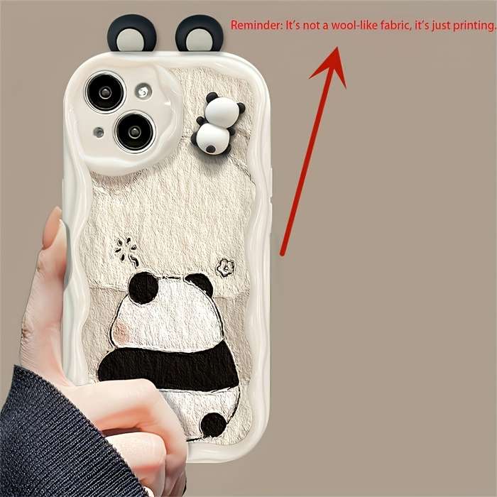 1Pc White For iPhone 14 Pro 3D Cartoon Panda Phone Case