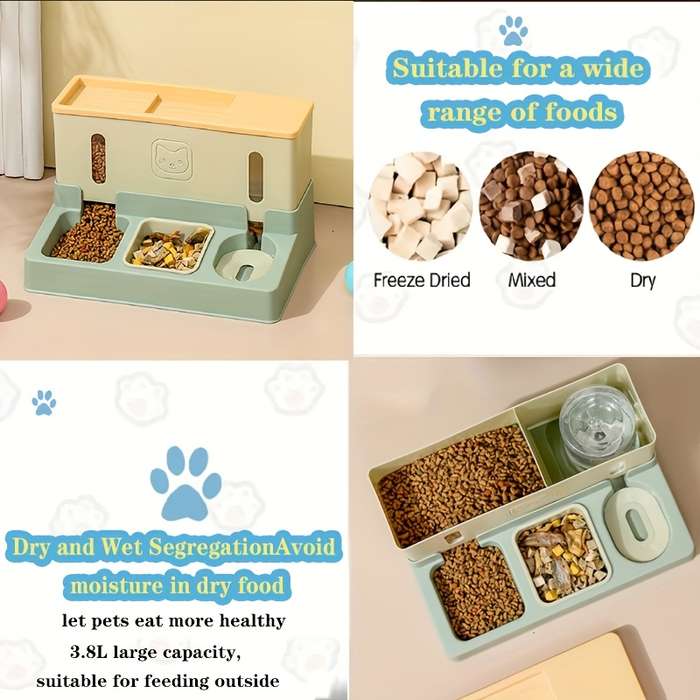 Pet Supplies Color Feeder And Water Dispenser Set  Blue