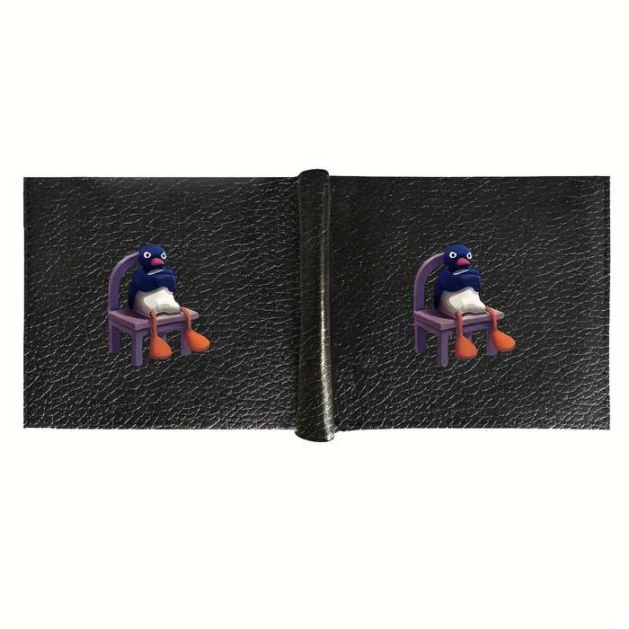 1pc Black Faux Leather Penguin Wallet Casual Style Solid Color with Crocodile Pattern Multi