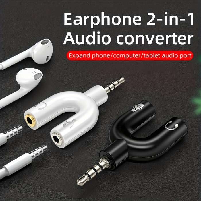 1pc 2in1 Audio Splitter Cable for Computers Smartphones Headphone and Microphone Adapter N