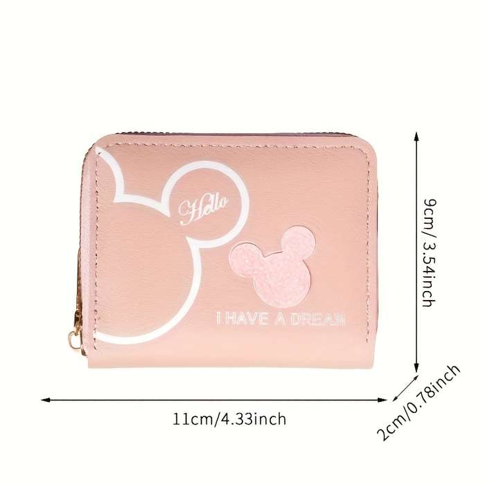 1pc Disney Cartoon Fashion Zipper WalletUnlined Random Printing Hand Wash or Professional Dry