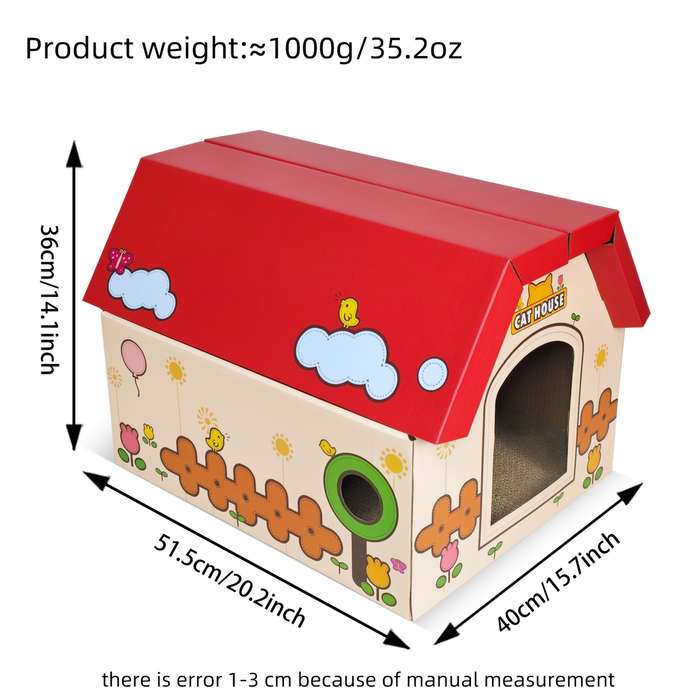 Pet Supplies Size 51X40X36Cm Items Red Flat Roof House