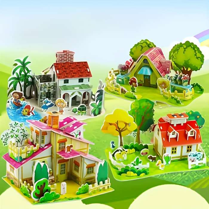 Building Toy Architectural Model Toy Set Style Pink Castle