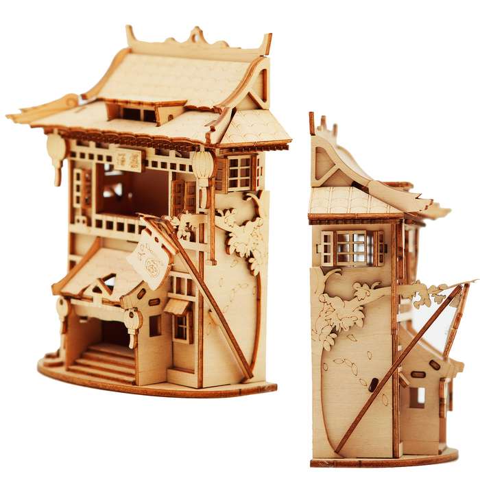 Building Toy Architectural Model Toy Set Items Wooden Puzzle Restaurant