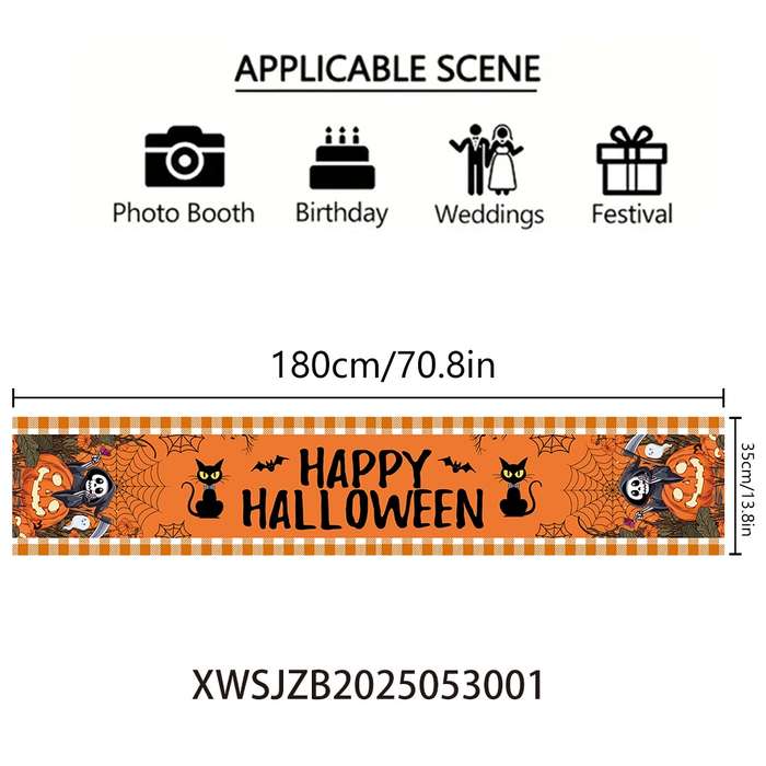 Halloween tablecloth decoration size 180cm x 35cm material Polyester
