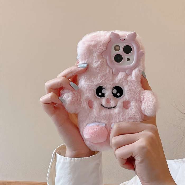 1Pc Purple For iPhone 12 Plush Little Monster Phone Case
