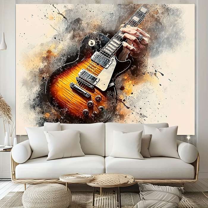 1pc  Guitar Print Wall Art Abstract Guitar Canvas Print Wall Art Frameless Modern Mixed Medi