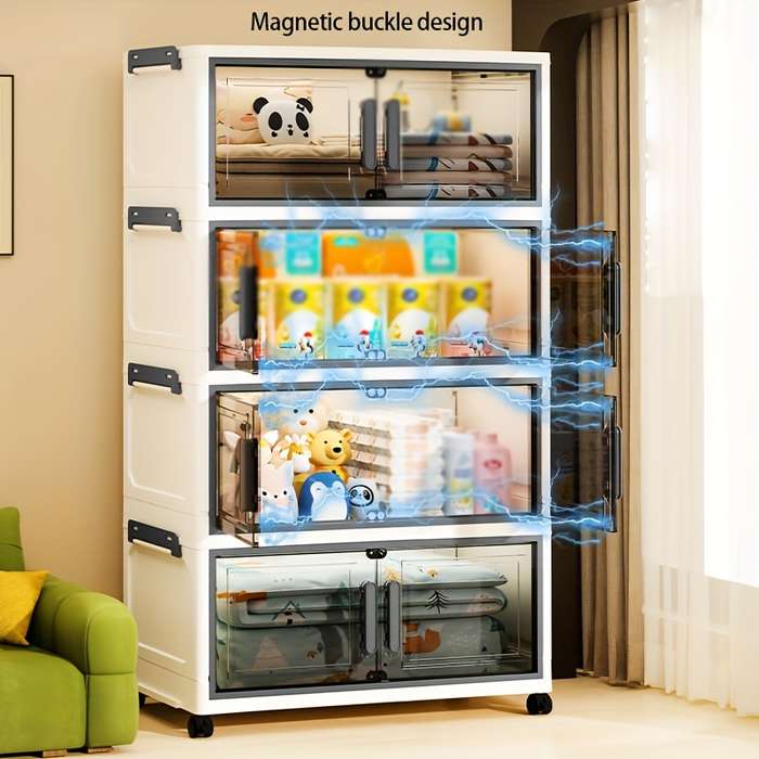 Storage And Organizationmodel 5 Layers   Width 38Cm 14.96In  Translucent Color   With Wheels  X  4