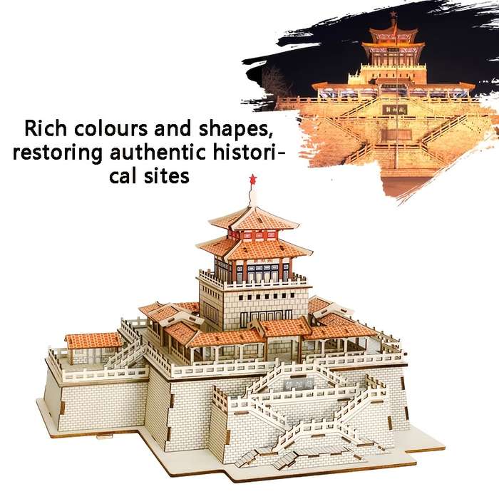 Building Toy Architectural Model Toy Set Items 3D Ancient Architecture Wooden Puzzle