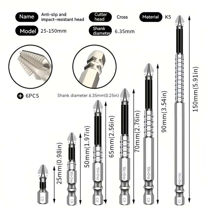 Screwdriver Bit Tool Set Quantity 6Pcs