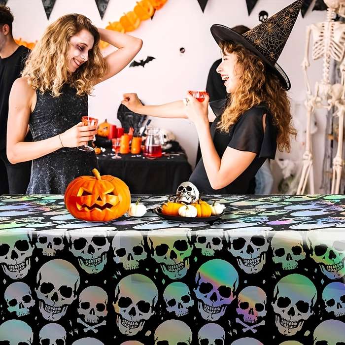Halloween tablecloth decoration color Black add Rainbow Chrome 3pcs