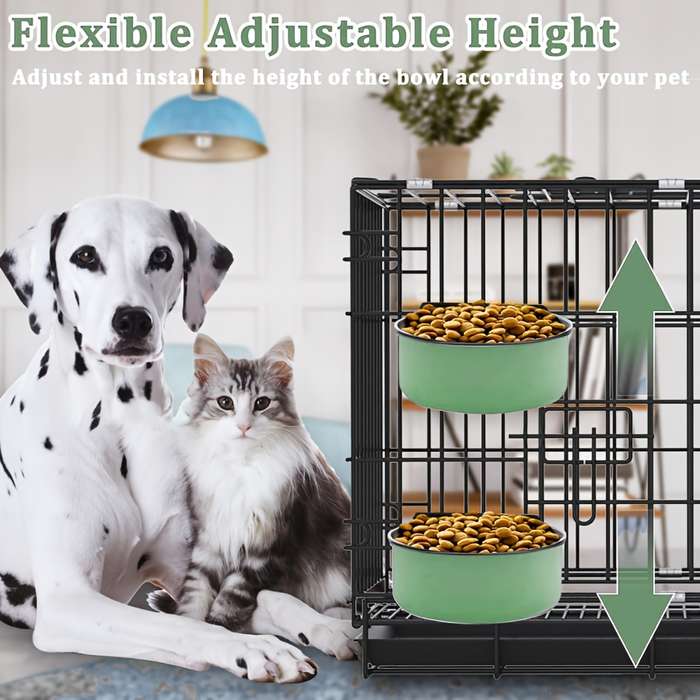 Pet Supplies Color Green Style Two Bowls
