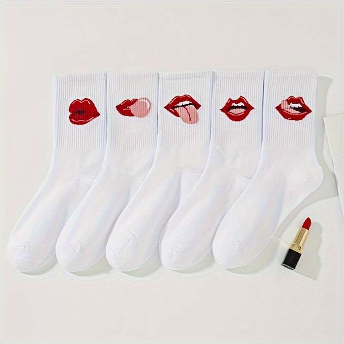 5 Pairs Of White One Size High Elastic Socks