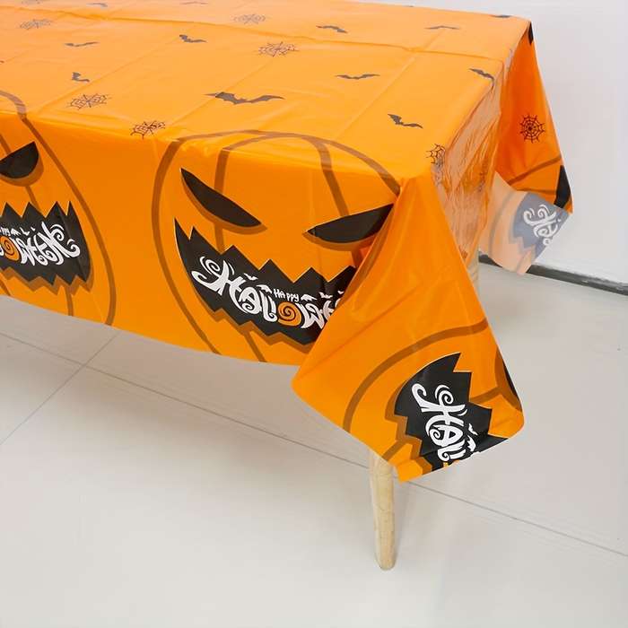 Halloween tablecloth decoration color Spooky Pumpkin Halloween Tablecloth size 137 x 274CM