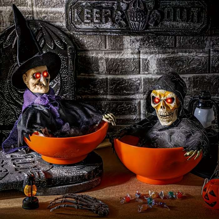 Halloween Decorations Items Grey Ghost Candy Plate