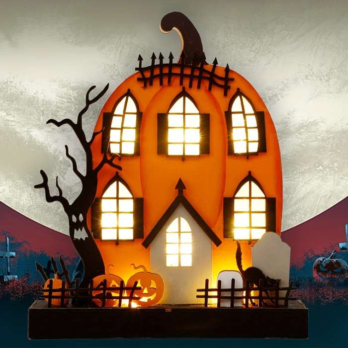 Halloween Decorations Color Tangerine Style 1Pc Fat Pumpkin Haunted House