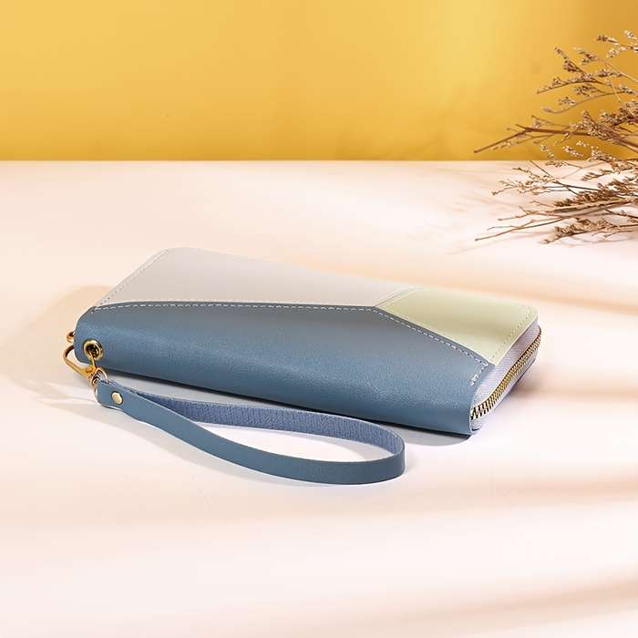 1pc Contrasting Color Splicing Long Wallet Women'S Clutch Bag Fashion Japanese And Korean Large-Cap