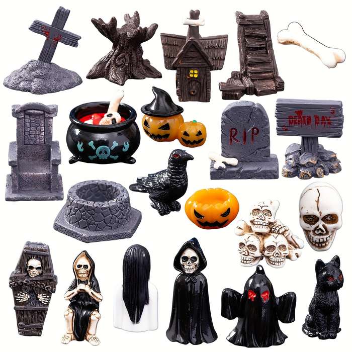 Halloween Decorations Quantity 21Pcs Halloween Miniature Statue Set