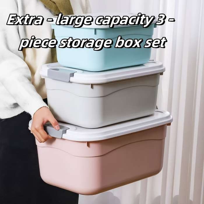 Storage And Organizationcolor 3 Piece Storage Box Set   Blue