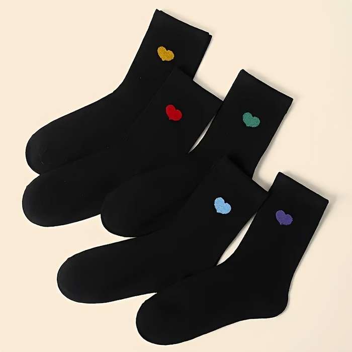 5 Pairs Black One Size High Elastic Socks