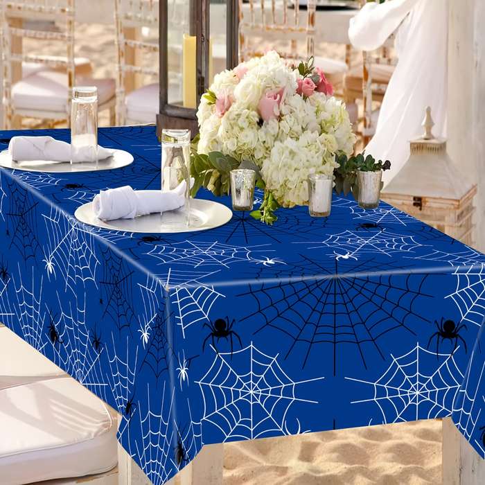 Halloween tablecloth decoration Items Tablecloth 1PC Blue Spider Web