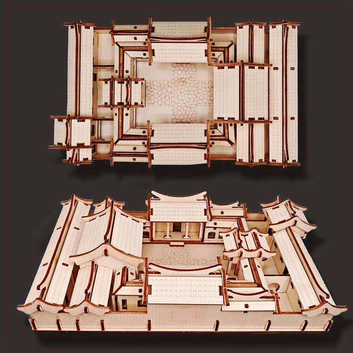 Building Toy Architectural Model Toy Set Items Countryside Courtyard