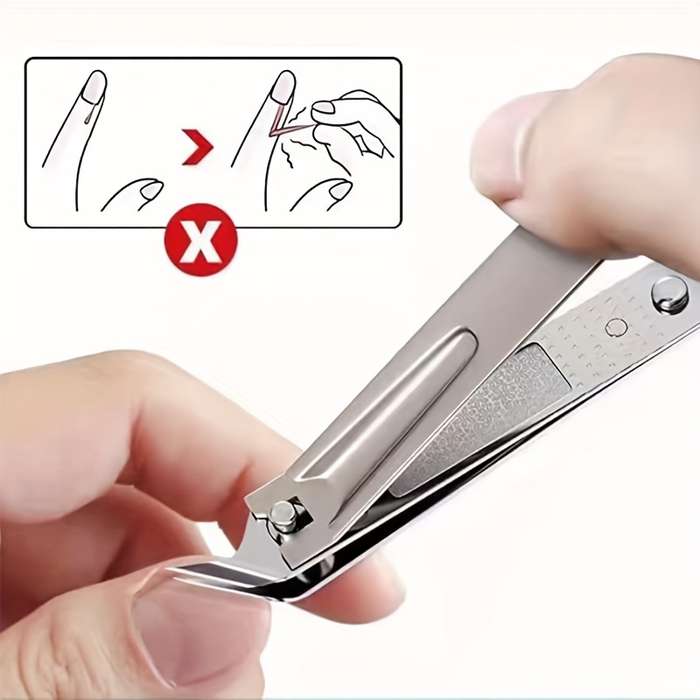 1pc Nail Clippers Stainless Steel Straight Blade Anti-Displacement Design Unisex Nail Trim