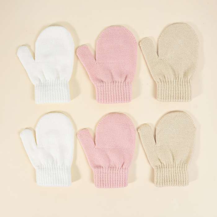 Winter Gloves Color White Add Khaki Add Light Pink Size 1 To 3Y
