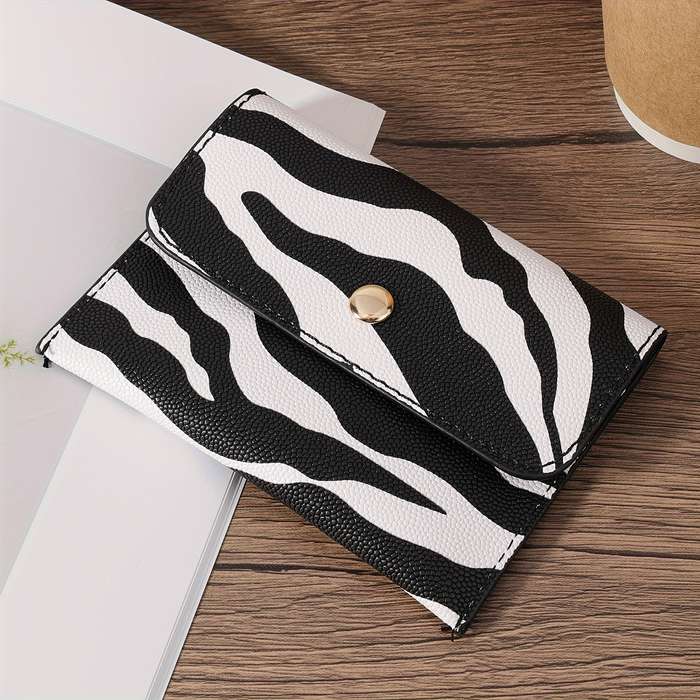 1pc Simple Stylish Animal Print Coin Wallet High-Quality Ultra-Thin Women's Magnetic Buckle Cred