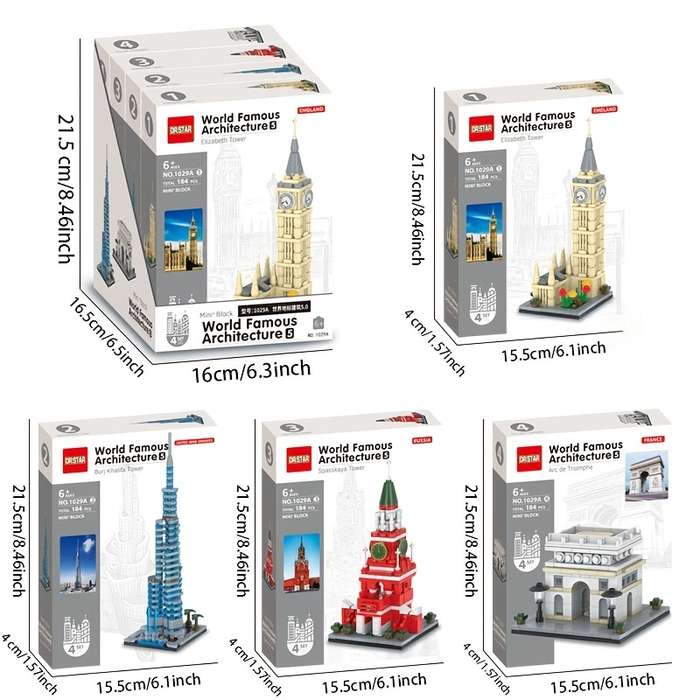 Building Toy Architectural Model Toy Set Style World Famous Building Set 4Pcs