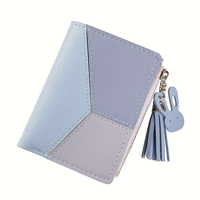 1pc Elegant Multi-Color Wallet with Rose Golden Zipper5 Card Slots 1 ID Window 1 Cash Compartm